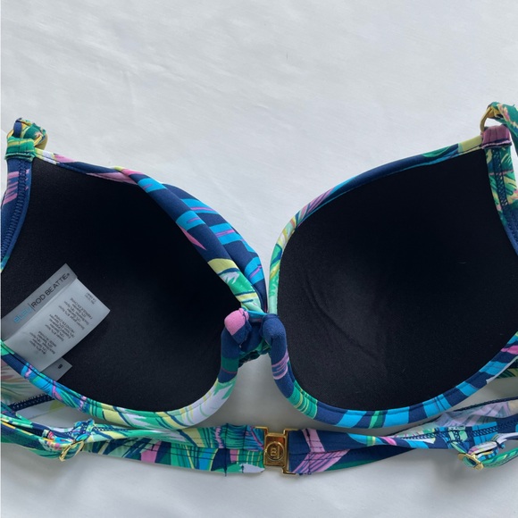 Bleu Rod Beattie Push-up Front Twist Tropical Bikini Swim Top Size 6 Navy - Picture 8 of 11